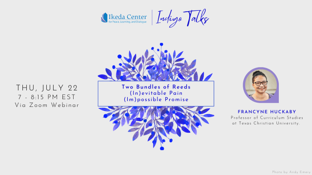 Event slide for the 2021 Indigo Talk with Dr. Francyne Huckaby