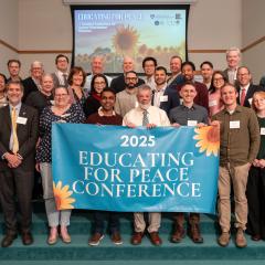 Group photo of the 2025 Educating for Peace Conference