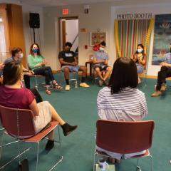 Ikeda Center Youth Committee Members in dialogue at the Ikeda Center in 2022