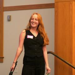 Program intern Sophia speaking at June 2025 Dialogue Nights Lite