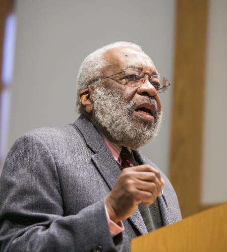 Dr. Vincent Harding speaking at the Ikeda Forum