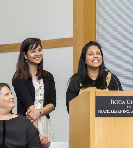 Nandini Choudhury and Prachi Jain present at 2019 Ikeda Forum