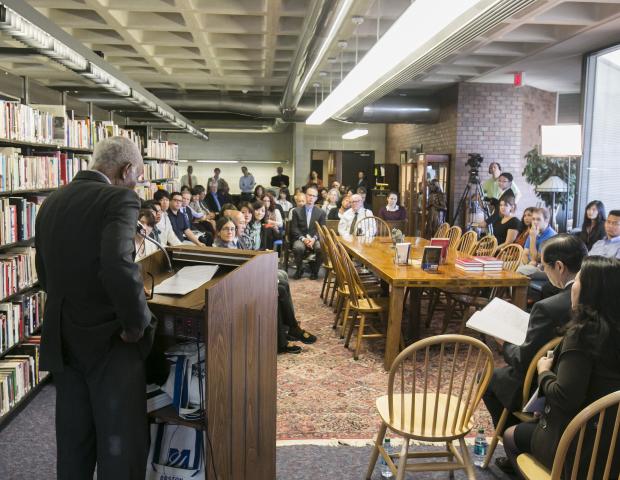 Winston Langley inducting Daisaku Ikeda