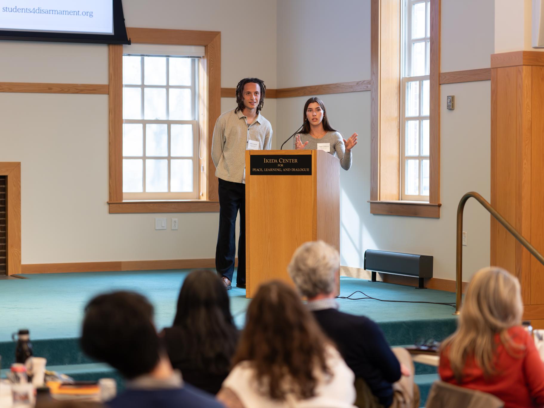 Students for nuclear disarmament presenting at the 2026 Educating for Peace Conference