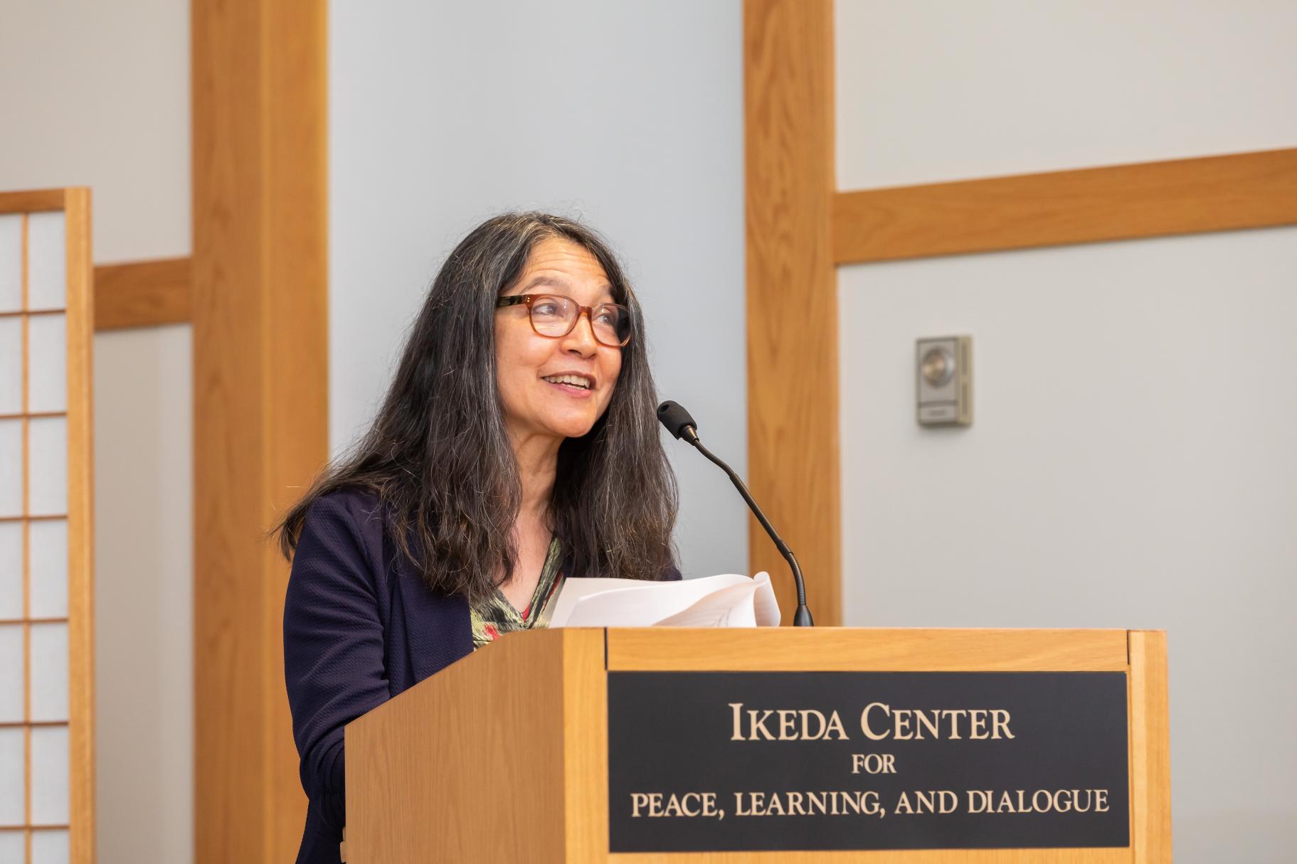 Dr. Anita Patterson speaking at the 2023 Ikeda Forum