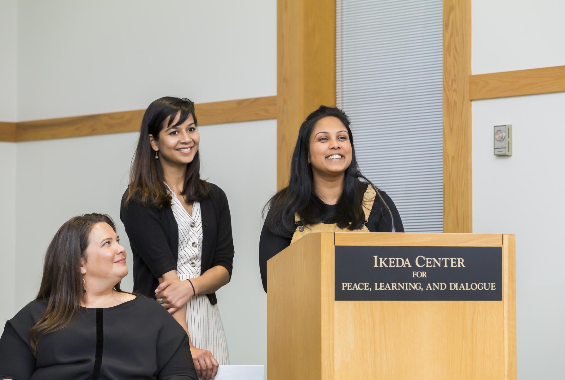 Nandini Choudhury and Prachi Jain present at 2019 Ikeda Forum